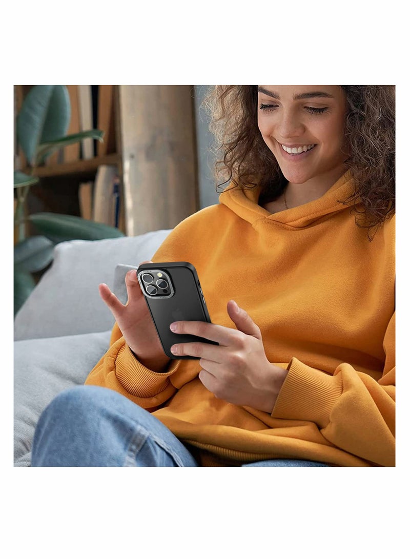 SYOSI Designed for iPhone 14 Pro Max Case, Military Grade Drop Protection, Translucent Matte Skin-friendly PC Back, Advanced Metal Camera Protection Ring, Anti-Scratch Anti-Fingerprint Black, 6.7 Inch - Image 5