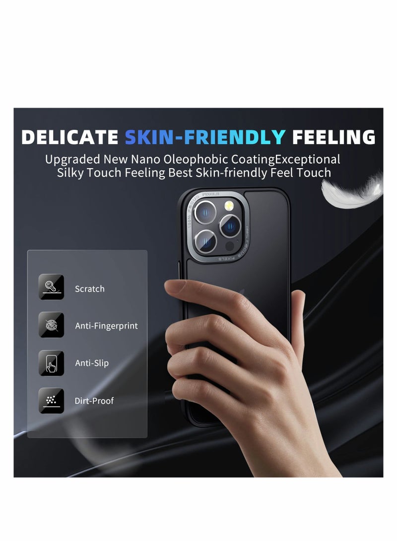 SYOSI Designed for iPhone 14 Pro Max Case, Military Grade Drop Protection, Translucent Matte Skin-friendly PC Back, Advanced Metal Camera Protection Ring, Anti-Scratch Anti-Fingerprint Black, 6.7 Inch - Image 3