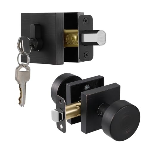 newliplace Exterior Door Knob with Single Cylinder Deadbolt Lock Set Round Entry Door Knob with Deadbolt Locksets Front Door Lock Set Front Door Handle and Deadbolt Set Oil Rubbed Bronze - Image 1