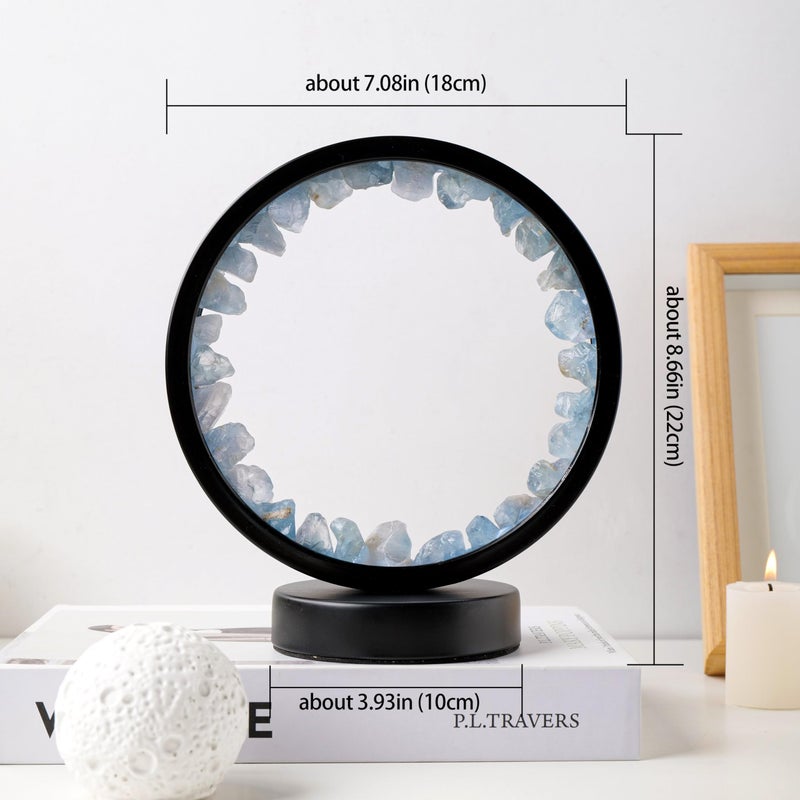 Runyangshi Celestite Night Light 8.6" Natural Healing Crystal Bedside USB Port 3 Colours Dimming Mode Bedroom Lamp Suitable Night Lamp Ideal Gift - Image 3