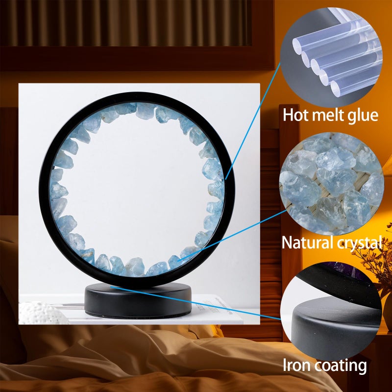 Runyangshi Celestite Night Light 8.6" Natural Healing Crystal Bedside USB Port 3 Colours Dimming Mode Bedroom Lamp Suitable Night Lamp Ideal Gift - Image 4