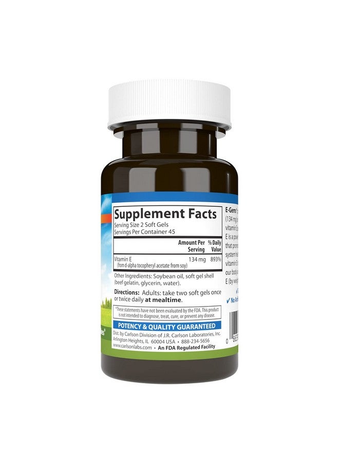 Carlson Egems 200 Iu 134 Mg Heart Health  Optimal Wellness Antioxidant 90 Soft Gels - Image 3