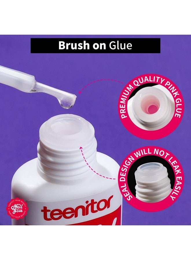 تينيتور غراء الأظافر للضغط على الأظافر، 3 عبوات من أفضل غراء الأظافر لنصائح الجل مع مبرد الأظافر، غراء أظافر قوي للغاية لفرشاة الأظافر المكسورة على غراء الأظافر للضغط على الأظافر - Image 2