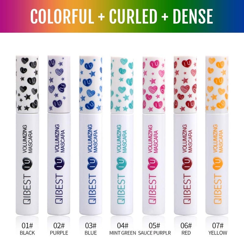 MAEPEOR Colored Mascara Set 7 Pack Longlasting Waterproof and Smudgeproof Mascara Kit Cruelty Free & Vegan Volume Eyelash (7 Colors Set 1) - Image 2