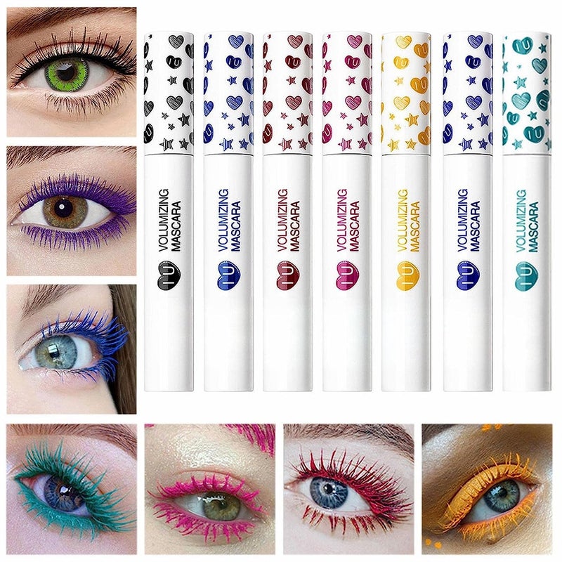 MAEPEOR Colored Mascara Set 7 Pack Longlasting Waterproof and Smudgeproof Mascara Kit Cruelty Free & Vegan Volume Eyelash (7 Colors Set 1) - Image 1