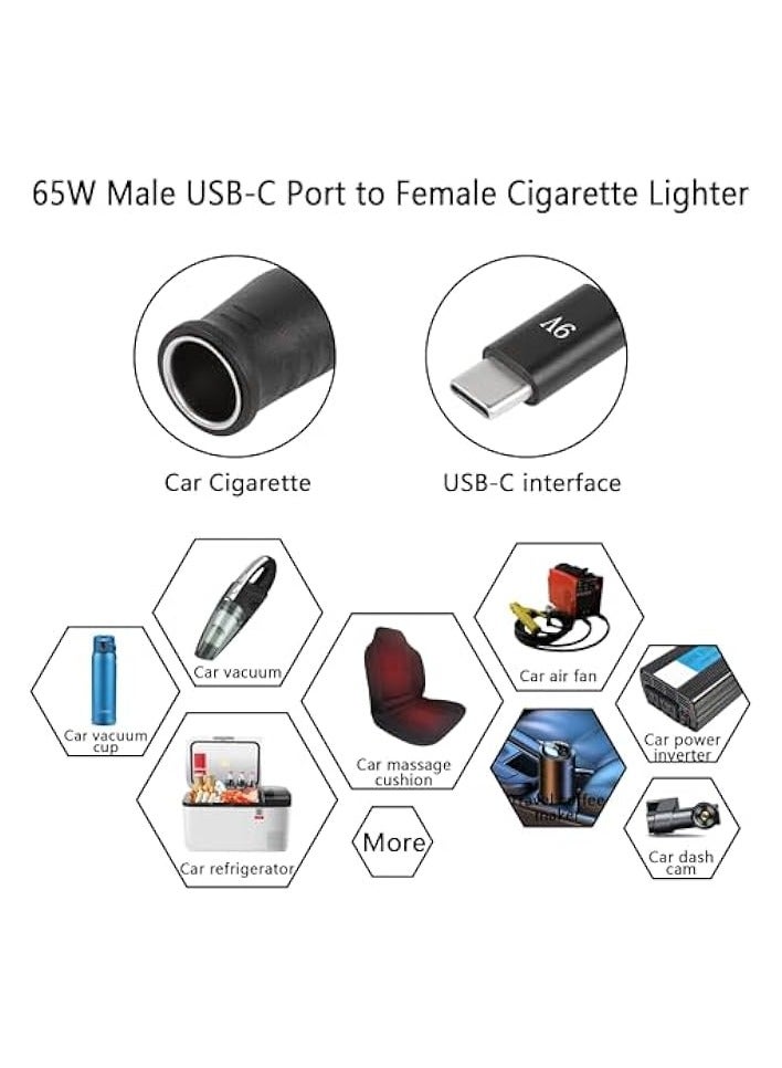 Green Tiger USB C to Lighter Adapter, 20V USB Type-C Male Plug to Lighter Adapter Cable, works with a 45W~100W PD USBC Charger, for Dash Cam, GPS, Car LED light Strips - Image 5