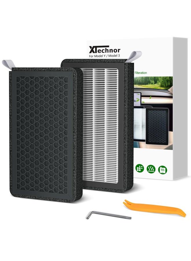 XTechnor Tesla Model 3 Model Y Air Filter HEPA 2 Pack with Activated Carbon Tesla Air Conditional Replacement Cabin Air Filter - Image 1
