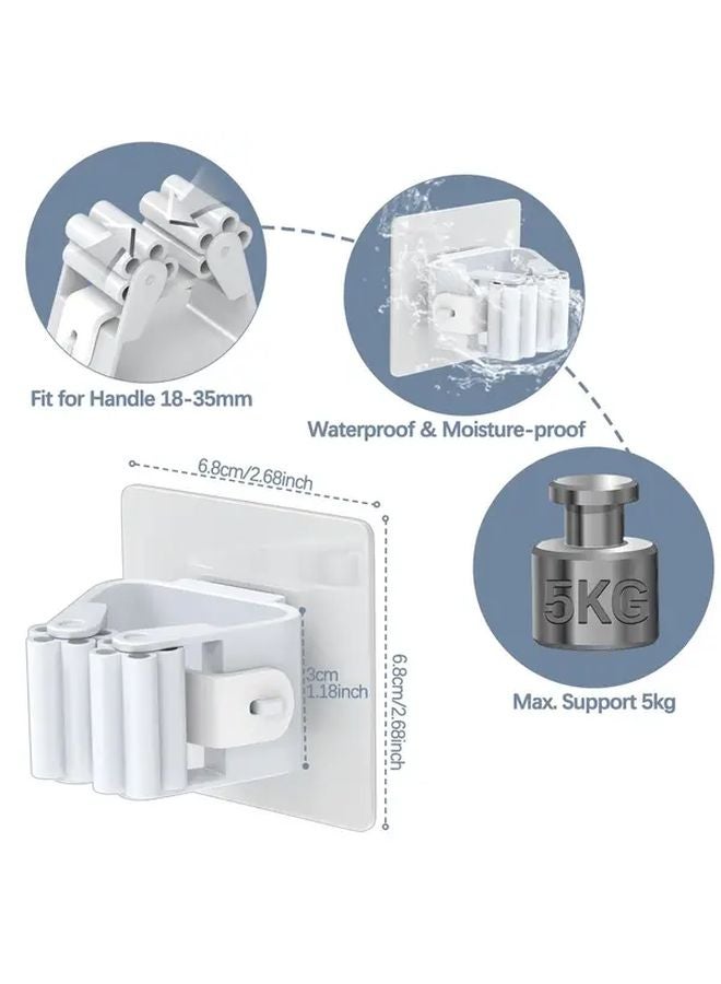 7 Pack Gray Heavy Duty Mop Broom Holder Wall Mount No Drill Peel Stick Organizer - Image 4