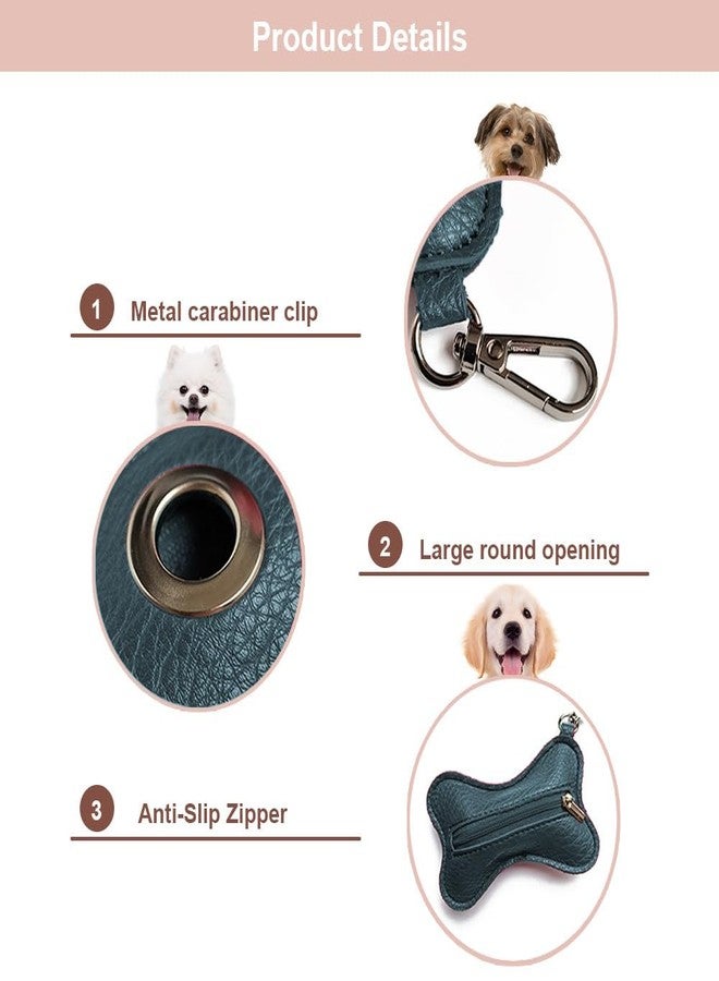 MiOYOOW Dog Poop Bag Holder, Portable Bone Shape Leather Pet Waste Pouch Dispenser with Metal Hook for Walking Camping Hiking Running Travel - Image 3