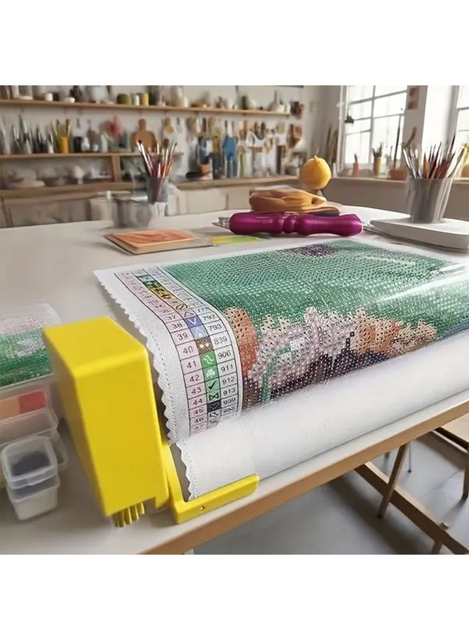 مجموعة حامل الرسم بالألماس القابل للتعديل باللون الأصفر طقم من قطعتين مع أسطوانة ومشبك طاولة - Image 2