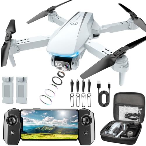 Oddire Drone with Camera Drones for Adults with 2 Batteries Carrying Case 1080P HD Foldable Drone with Stable Hover Trajectory Flight Gravity Control One Key Take OffLand 3D Flip Toys