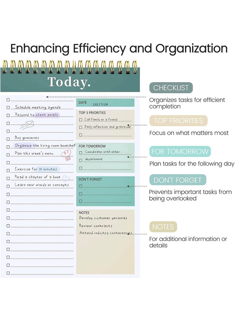 Generic To Do List Notepad , Undated Daily Planner Perfect for Enhanced Productivity and Goal Achievement,10x6.5Inches/25.4x16.5cm  - Image 3