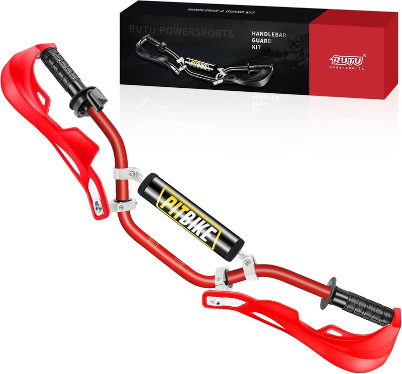 RUTU Dirtbike Handlebar and Handlebar Guard Kit with Grips and Chest Pad - Fits 50-150cc Pit Bikes - Image 1