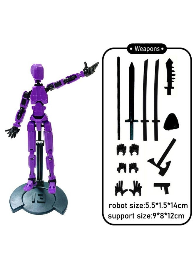 Multi-joint Movable Figure Hand Board Lucky 13 Doll Full Body Activity Robot Decompression To Play Artifact-Color:With Bracket-purple 75g  Bag  - Image 1