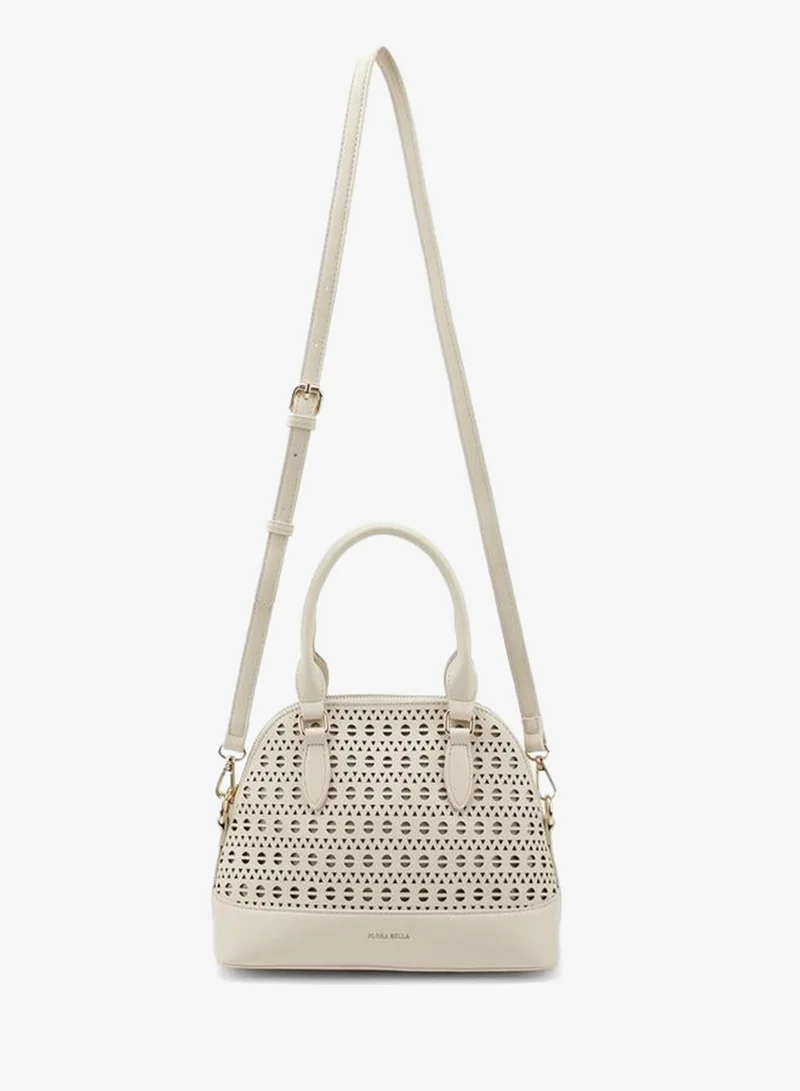 Flora Bella By Shoexpress CREAM Laser Cut Satchel Bag With Detachable Strap for Women | Best Price UAE
