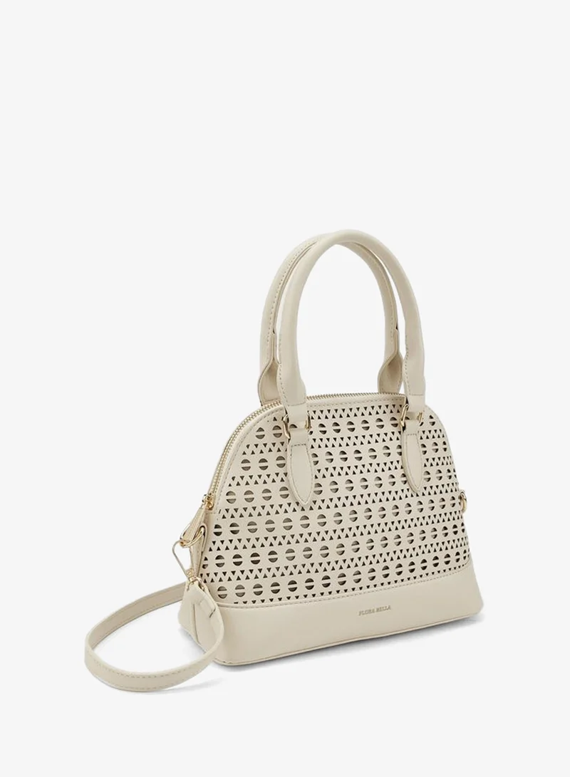 Flora Bella By Shoexpress CREAM Laser Cut Satchel Bag With Detachable Strap for Women | Best Price UAE