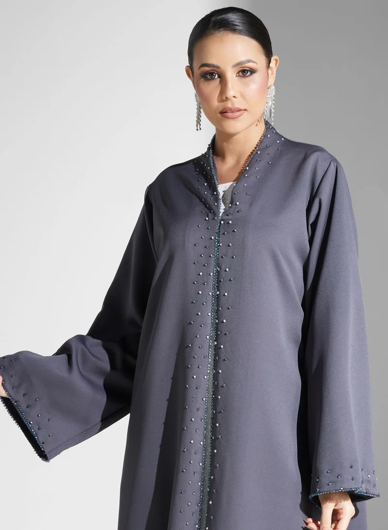 hayas closet Embellished Button Detail Abaya