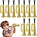 Poen 12 Pcs Toy Trumpet Kids Mini Metallic Trumpet Parties Musical Blow Horn Instruments Plastic Noise Makers for Kids Events Party Favors Music Class Stage Props 7 Inch Easter DayGold - Image 2