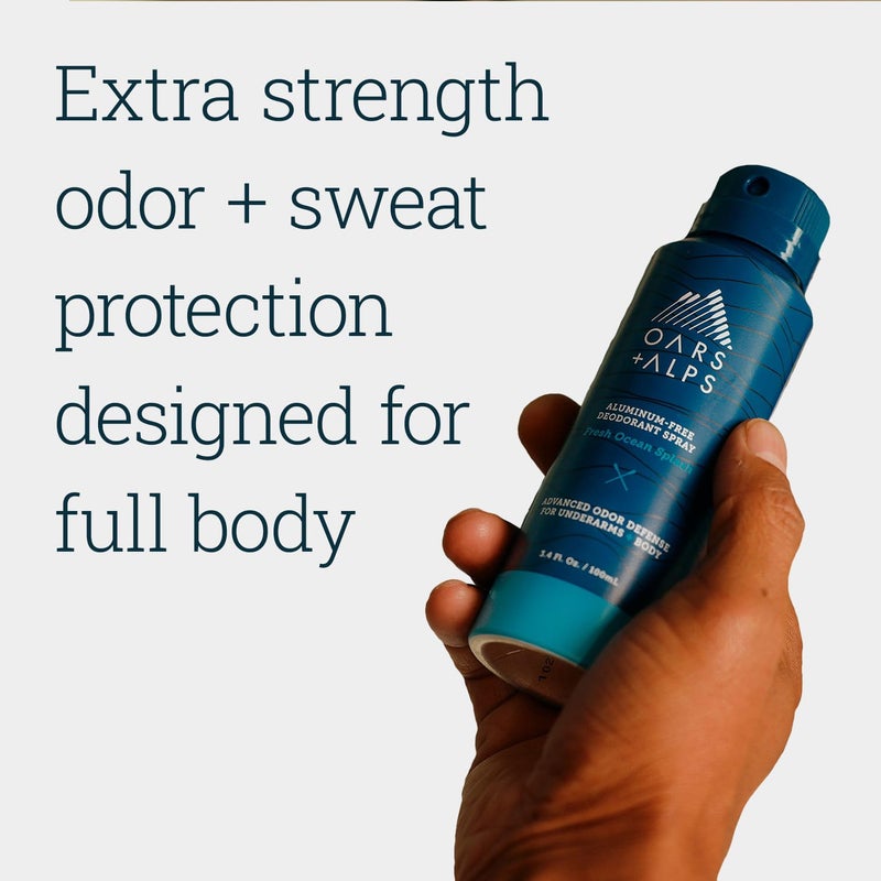 Oars + Alps Full Body Deodorant Spray for Men & Women, Aluminum Free Deodorant Men Spray, Dermatologist Tested, Clean Ingredients, Long Lasting, Odor Protection, Fresh Ocean Splash - Image 2