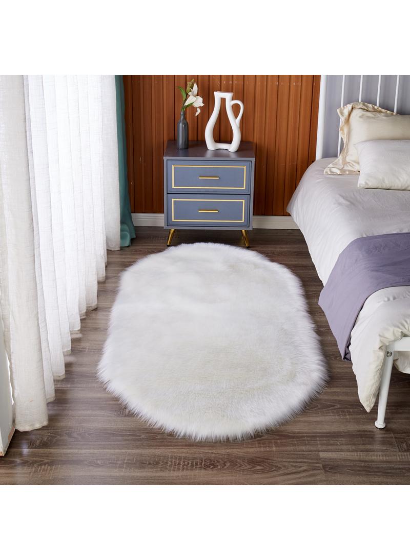 Oval plush carpet, living room sofa mat, bedroom bedside floor display window decoration 70*120cm - Image 1