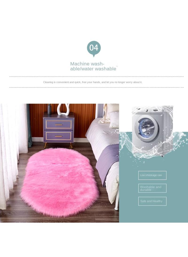 Oval plush carpet, living room sofa mat, bedroom bedside floor display window decoration 70*120cm - Image 5