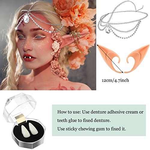 Jadive 5 Pcs Women Elf Renaissance Medieval Dress Traditional Irish Fairy Viking Costume Elf Ear for Halloween Cosplay Party(Small,Green, Black) - Image 4