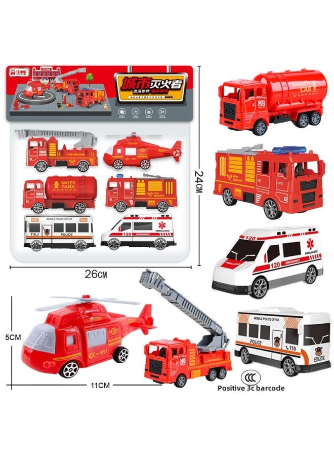 Card Head Bag Boy Play Back Car Project Fire Transportation Law Enforcement Team Scene Suit Children's Toys-Color:54688 Hanging Bag  090-73  - Image 4