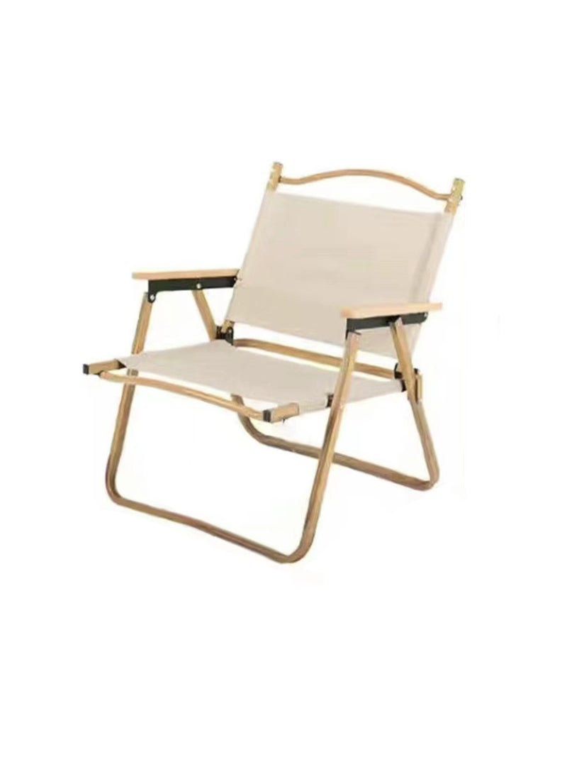 Arabest Portable Folding Camping Chair Foldable Fishing Camping Chair with Wooden Handle Aluminum Bracket Stable Outdoor Picnic Chair For BBQ Beach Chair Lightweight Outdoor - Image 1