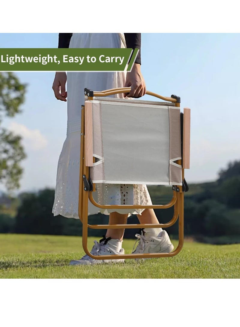 Arabest Portable Folding Camping Chair Foldable Fishing Camping Chair with Wooden Handle Aluminum Bracket Stable Outdoor Picnic Chair For BBQ Beach Chair Lightweight Outdoor - Image 4