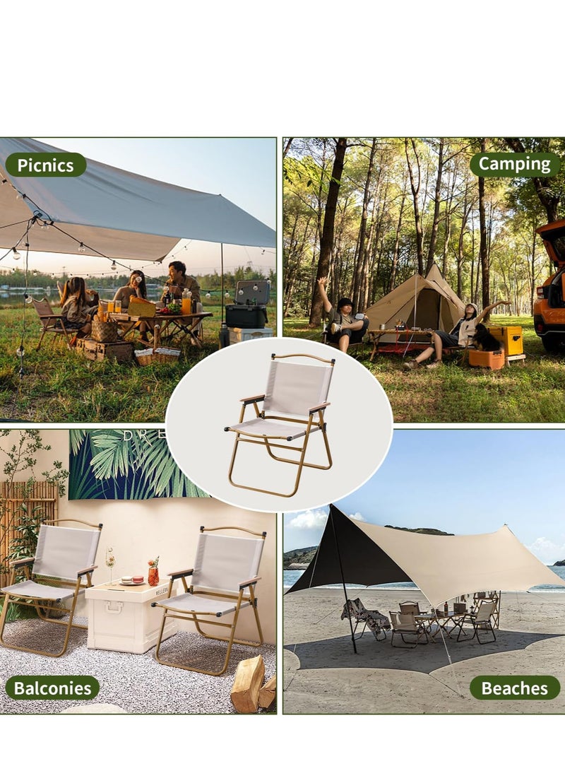 Arabest Portable Folding Camping Chair Foldable Fishing Camping Chair with Wooden Handle Aluminum Bracket Stable Outdoor Picnic Chair For BBQ Beach Chair Lightweight Outdoor - Image 5