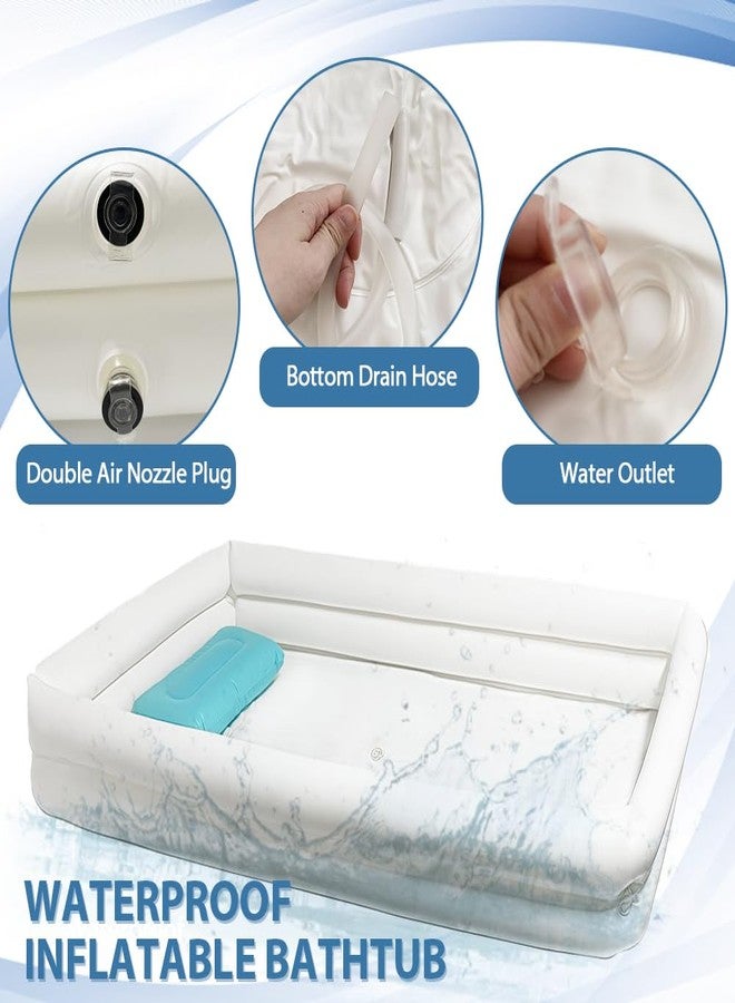 MESINURS Inflatable Shower Bathtub Kits, Large Bathing Basin System for Bedridden, Handicap, Elderly, Disabled Patients Body Washing, Caregiver Assistive Aid - Image 3