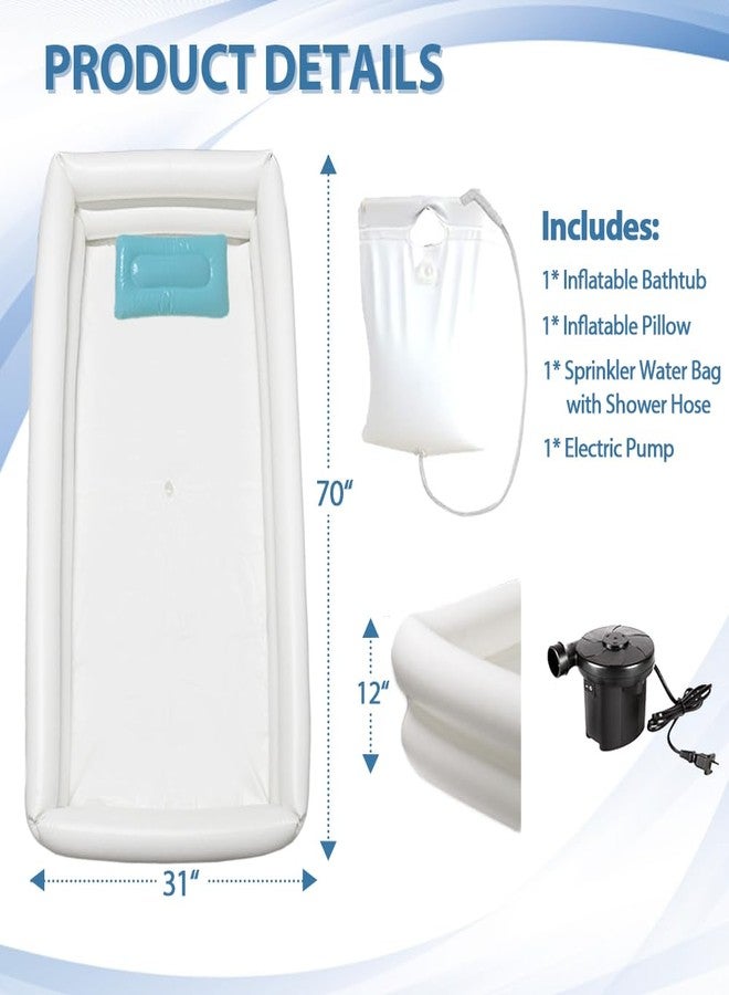 MESINURS Inflatable Shower Bathtub Kits, Large Bathing Basin System for Bedridden, Handicap, Elderly, Disabled Patients Body Washing, Caregiver Assistive Aid - Image 2
