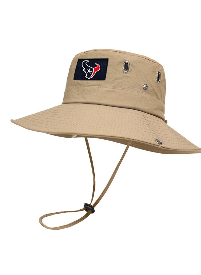 NFL Houston Texans Khaki Boonie Bucket Hat - Official Team Logo Outdoor Sun Hat with Secure Fit for Fans