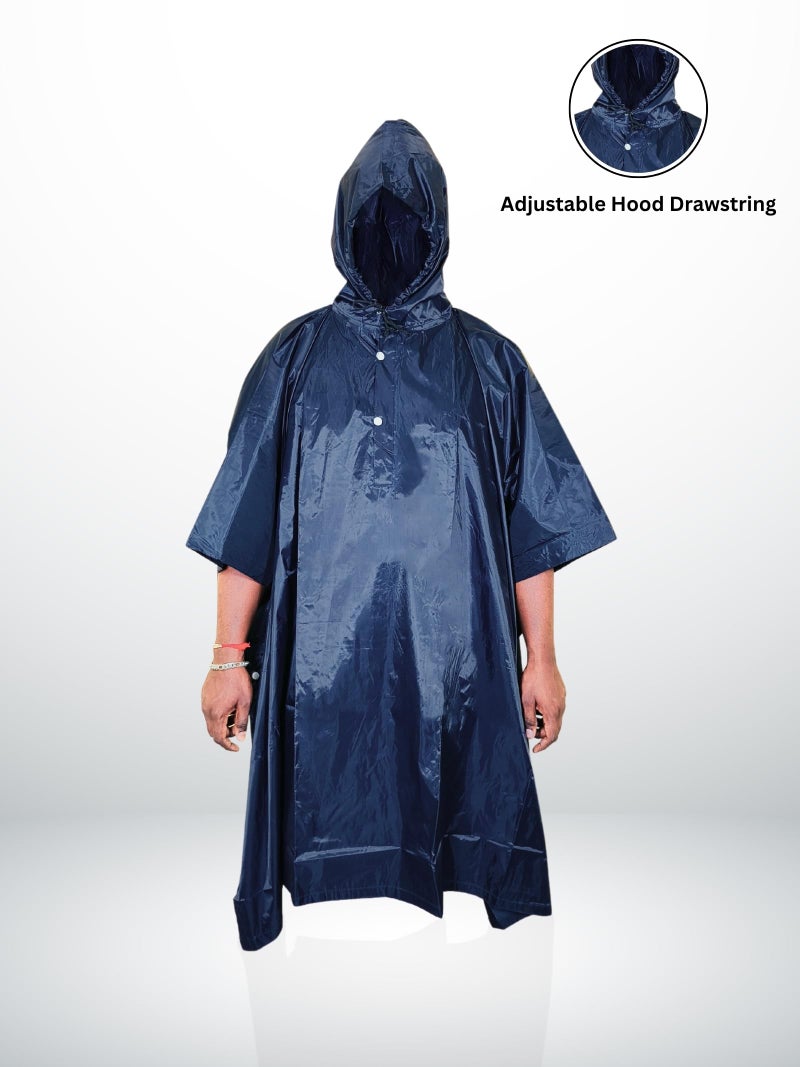 Prokick Polyester PVC Coating Rain Poncho for Men and Women|Unisex Outdoor Rain Poncho|Hooded Rain Poncho with Cover for Trekking/Travelling|Free Size, Multi Use & Waterproof|One Size Fits Most, Navy - Image 4