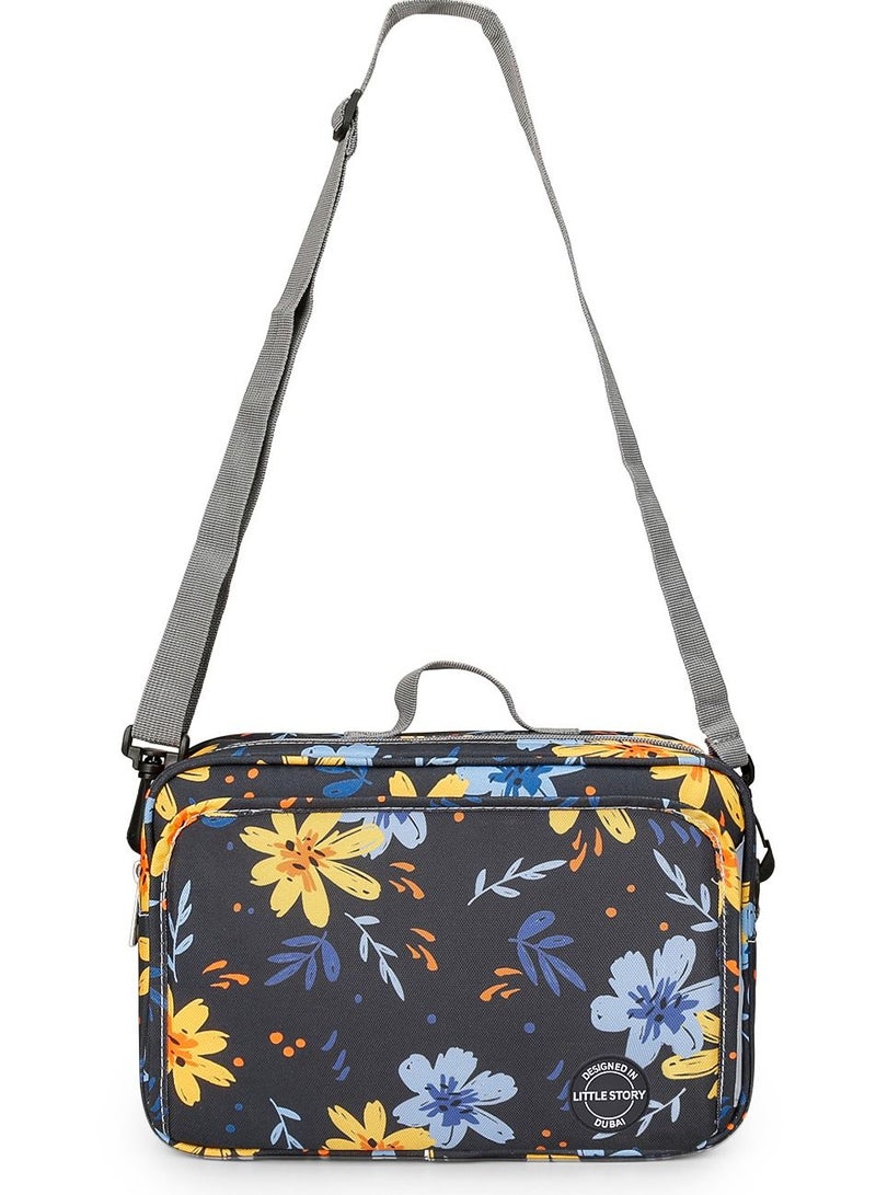 Little Story Baby Diaper Changing Clutch Kit With Detachable Shoulder Strap - Floret Grey - Image 2