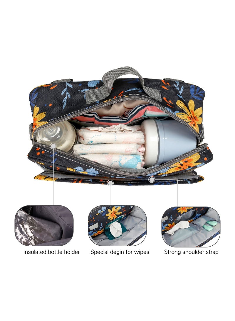 Little Story Baby Diaper Changing Clutch Kit With Detachable Shoulder Strap - Floret Grey - Image 4