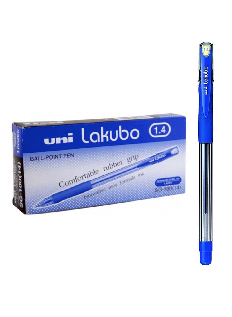 Uniball قلم حبر جاف لاكوبو 12 قطعة رأس 1.4 مم حبر أزرق - Image 1