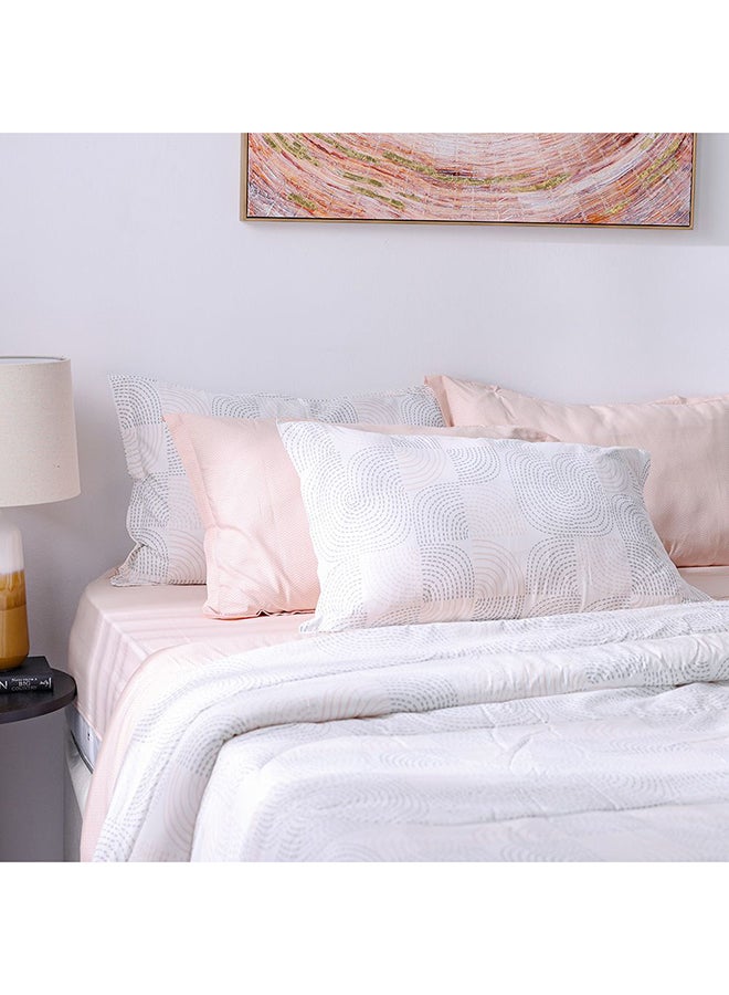 Danube Home Bliss 6 Piece King Comforter Set 240x260 cm Peach | Cotton /Viscos -180 Thread Count Breathable Bedding Sheet And Pillow Cases For Bedroom - Image 1