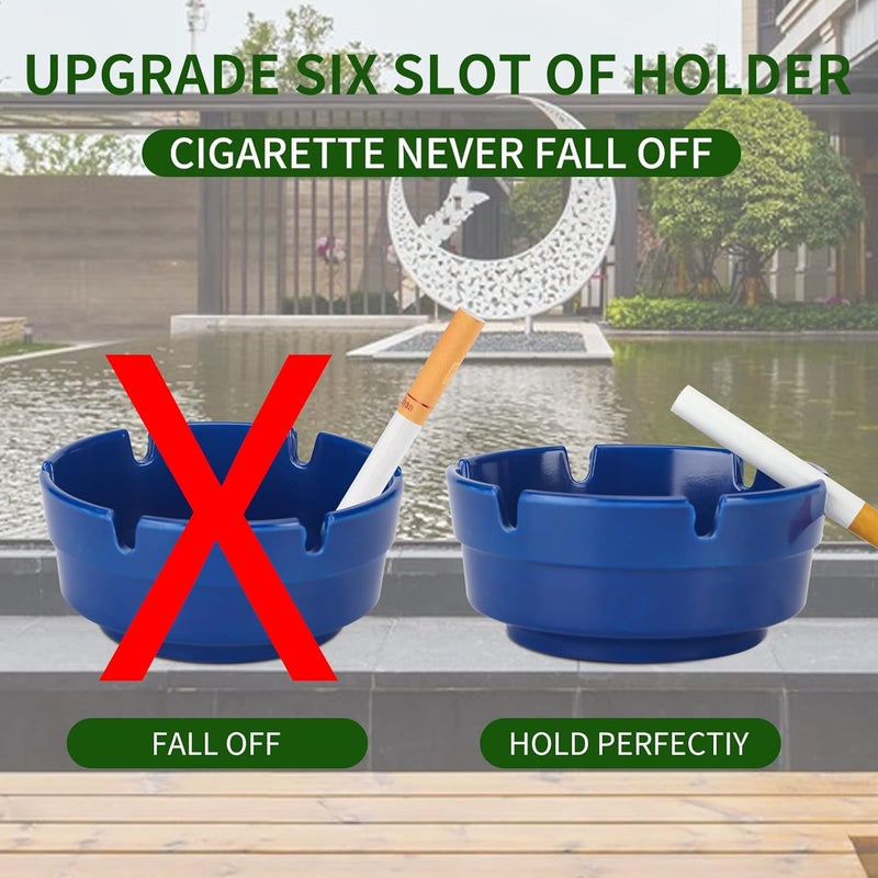 Besuper 6Pcs Assorted Colors (2Pcs Black-2Pcs Red-2Pcs Blue) Ashtrays, Stackable Tabletop Plastic Ash Tray Sets, Perfect Ashtray Gift for Indoor Outdoor Home Use (Set of 6 Mix Color) - Image 4