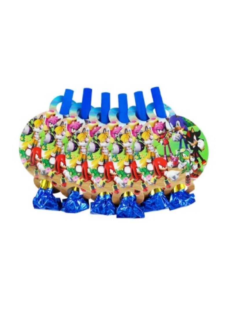Tamona 6-Piece Sonic Hedgehog Blowouts Noisemakers Blowouts Whistles Party Supplies Toys