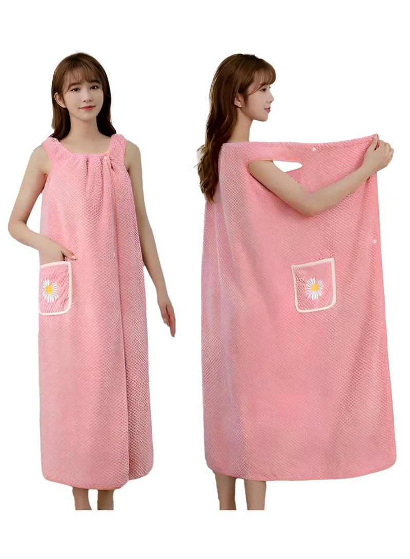 Microfiber Wearable Towel Bath, Ladies Sling Towel Wrap, Bath and Gym Towel, Quick Dry Fleece Bathrobe, Women Shower Wrap Towel with Pocket, Towel Wrap for Women (Size:L) - Image 1