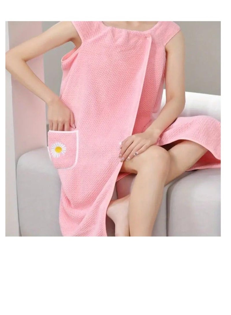 Microfiber Wearable Towel Bath, Ladies Sling Towel Wrap, Bath and Gym Towel, Quick Dry Fleece Bathrobe, Women Shower Wrap Towel with Pocket, Towel Wrap for Women (Size:L) - Image 3