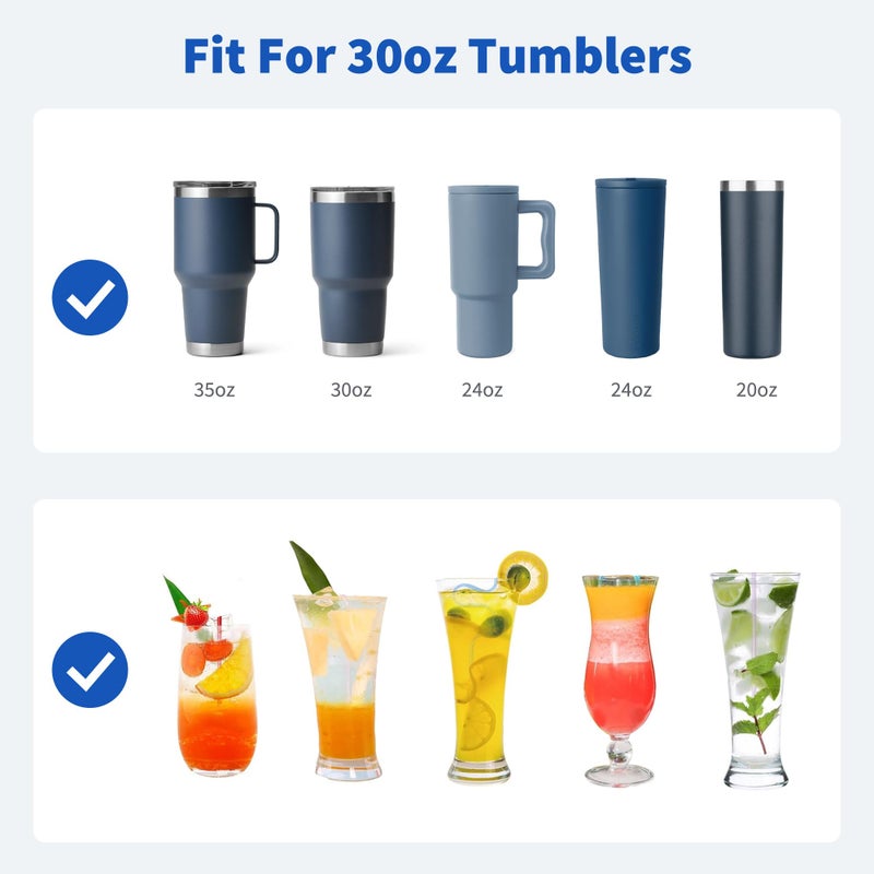 Diumepo Stainless Steel Straw for 30 oz YETI Tumbler, Metal Straws Reusable with Silicone Tip for Simple Modern 24 oz and 32oz Glass Tumbler, Cleaning Brush, 1 Portable Bag - Image 3