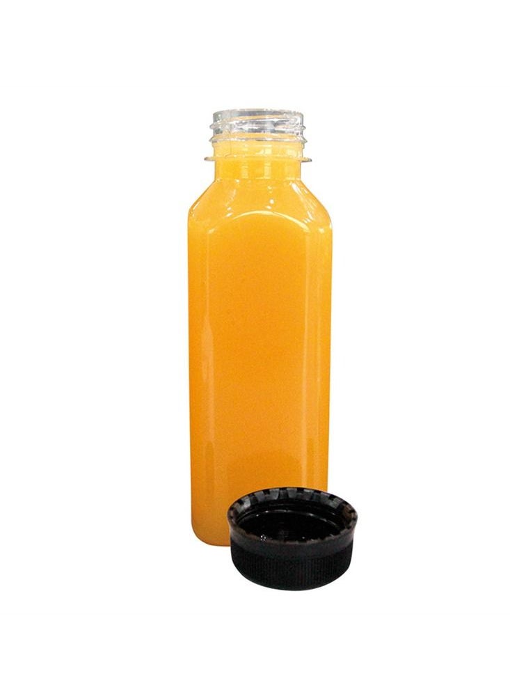 Bottle juice plastic clear with black lids - 24 pieces
