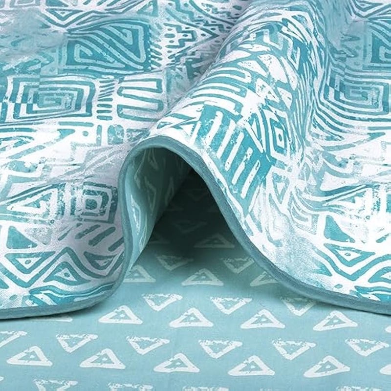 Loquat Dohar Single Bed Cotton, Blanket for Winter,100% Cotton Reversible Light Weight Dohar Single| 144 X 220 CM|White & Blue - Image 5