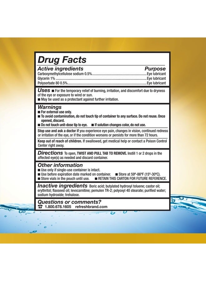 REFRESH قطرات العين المرطبة Optive MEGA-3، دموع اصطناعية خالية من المواد الحافظة، 0.01 أونصة سائلة، 0.4 مل، 30 عبوة للاستخدام مرة واحدة - Image 3