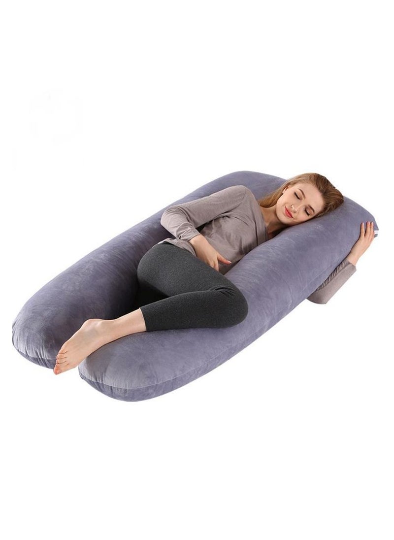 EHOME Pregnancy Pillow, U-Shape Maternity Pillow with Removable Cover, Full Body Pillow for Pregnant Women, 70*130cm (Grey)  - Image 1