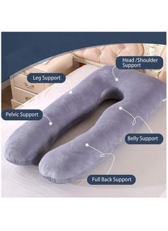 EHOME Pregnancy Pillow, U-Shape Maternity Pillow with Removable Cover, Full Body Pillow for Pregnant Women, 70*130cm (Grey)  - Image 2