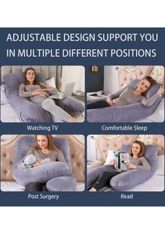 EHOME Pregnancy Pillow, U-Shape Maternity Pillow with Removable Cover, Full Body Pillow for Pregnant Women, 70*130cm (Grey)  - Image 4