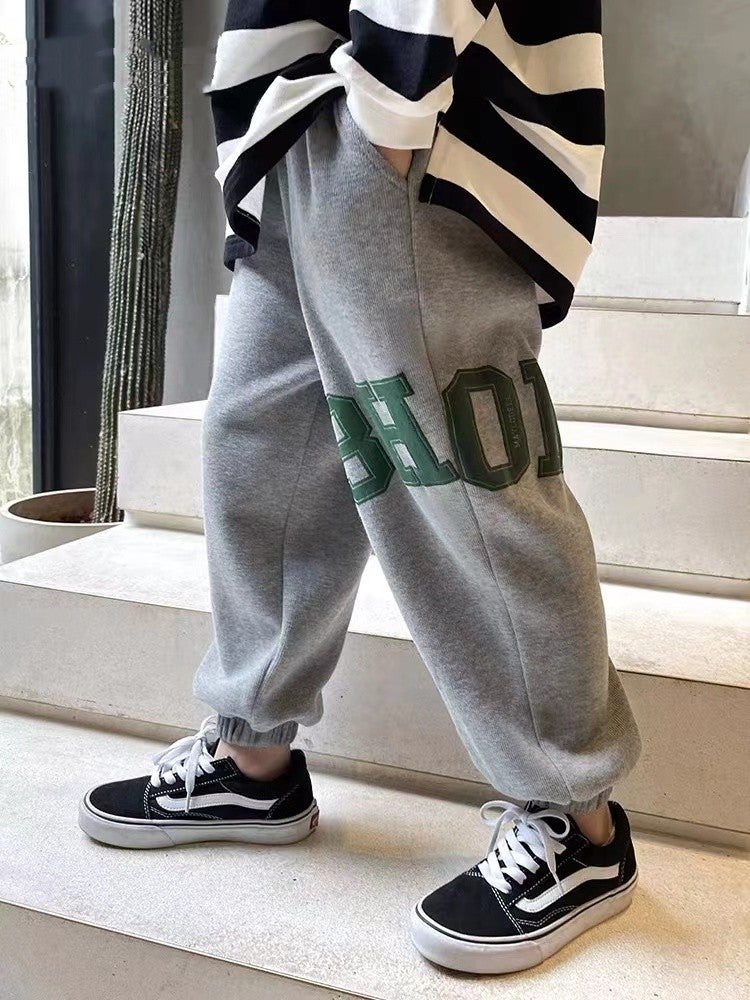 Boys' Pants, Autum Kidsren's Clothing, Loose 2025 Spring and Autum Sports Pants, Medium and Large Kidsren's Casual Sweatpants, Pants, Trendy Brand - Image 4